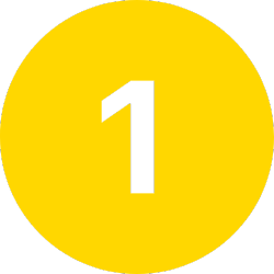 A large white number 1 centered on a bright yellow circular background, representing premier luxury vehicle storage for NY clients in Nassau & Suffolk County.