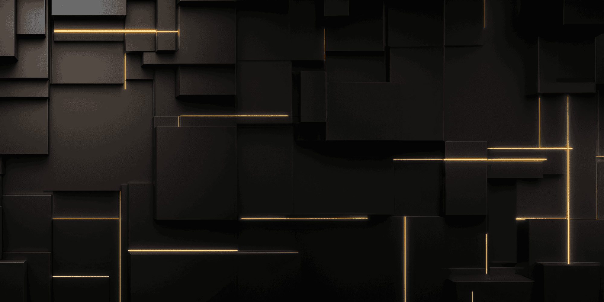 A geometric pattern of overlapping black rectangles with thin, glowing orange lines evokes a modern, illuminated design—perfect for luxury vehicle storage in Nassau & Suffolk County, NY.